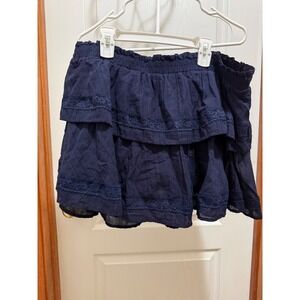 Wild Fable Navy Blue Tiered Lace Trim Mini Skort Size L Smocked Waist Skirt Shor